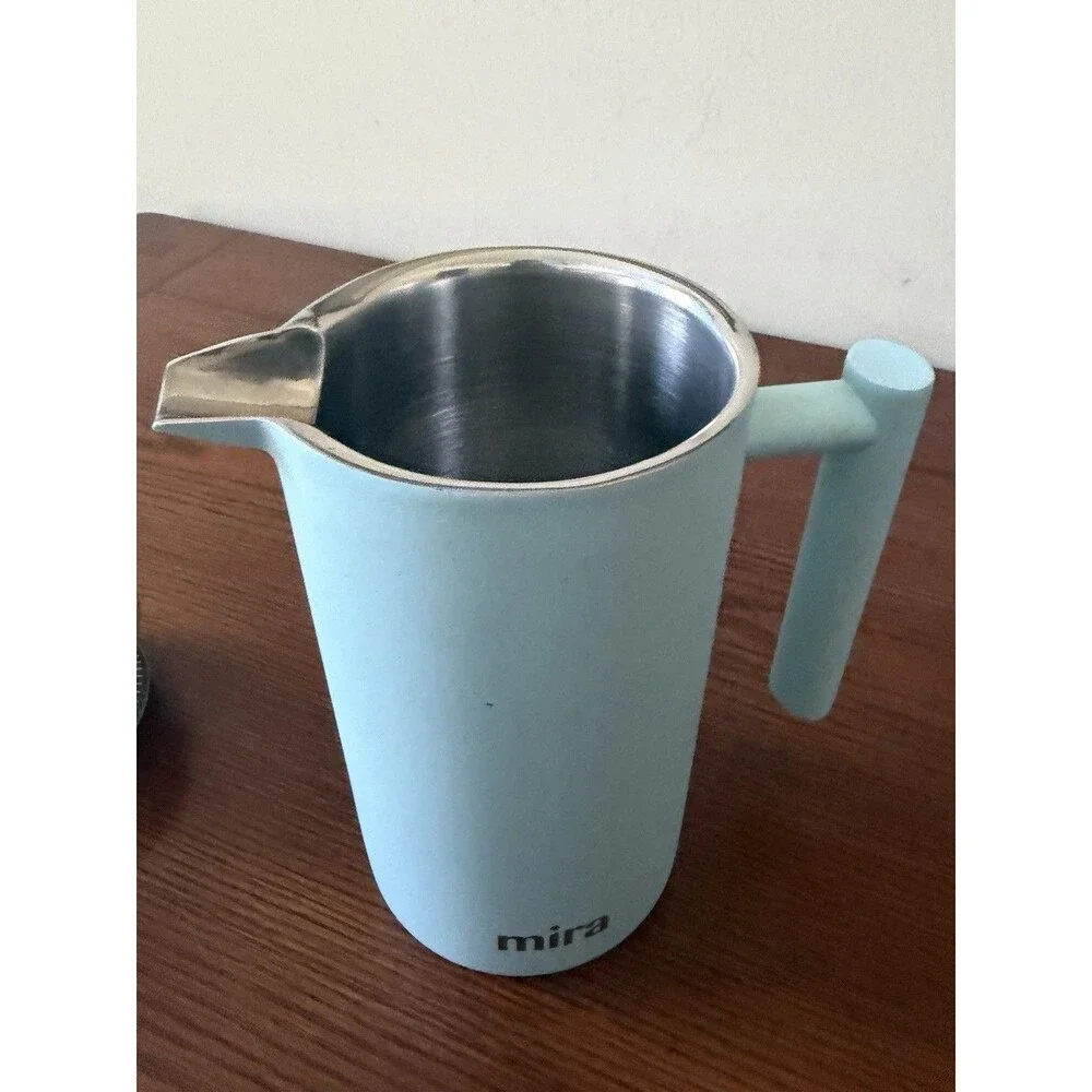 MIRA 34oz French Press Coffee Maker, Double Wall Insulated Stainless Steel, Blue